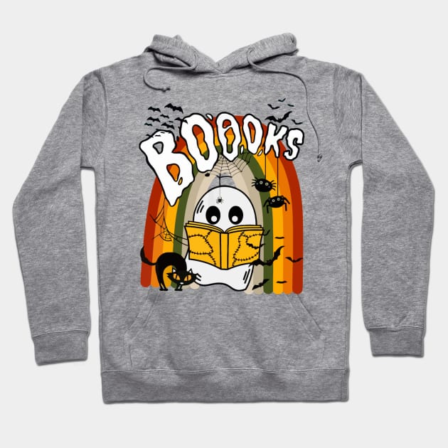 Halloween Cute Booooks Ghost Hoodie by LEMOUS TEES